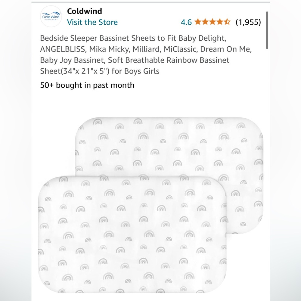 NEW, open box Bassinet sheets